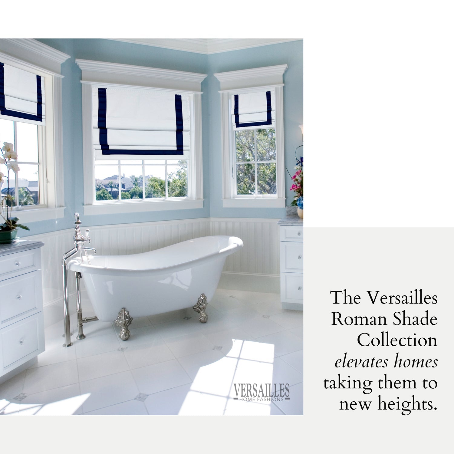 Versaille - Store Romain Sans Cordon, Collection Valentina, Tissu Assombrissant, Bleu (Disponible en 7 Grandeurs) - Simple Boutique