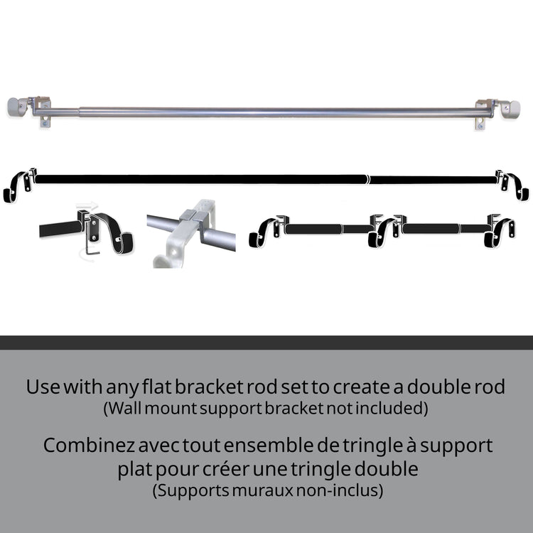 Versaille - Tringle à Rideau Double-Up, Longueur Ajustable, Argenté (2 Grandeurs Disponibles) - Simple Boutique