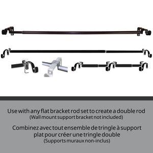 Versaille - Tringle à Rideau Double-Up, Longueur Ajustable, Espresso (2 Grandeurs Disponibles) - Simple Boutique