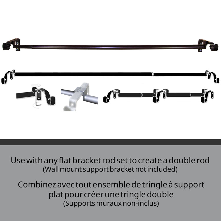 Versaille - Tringle à Rideau Double-Up, Longueur Ajustable, Espresso (2 Grandeurs Disponibles) - Simple Boutique