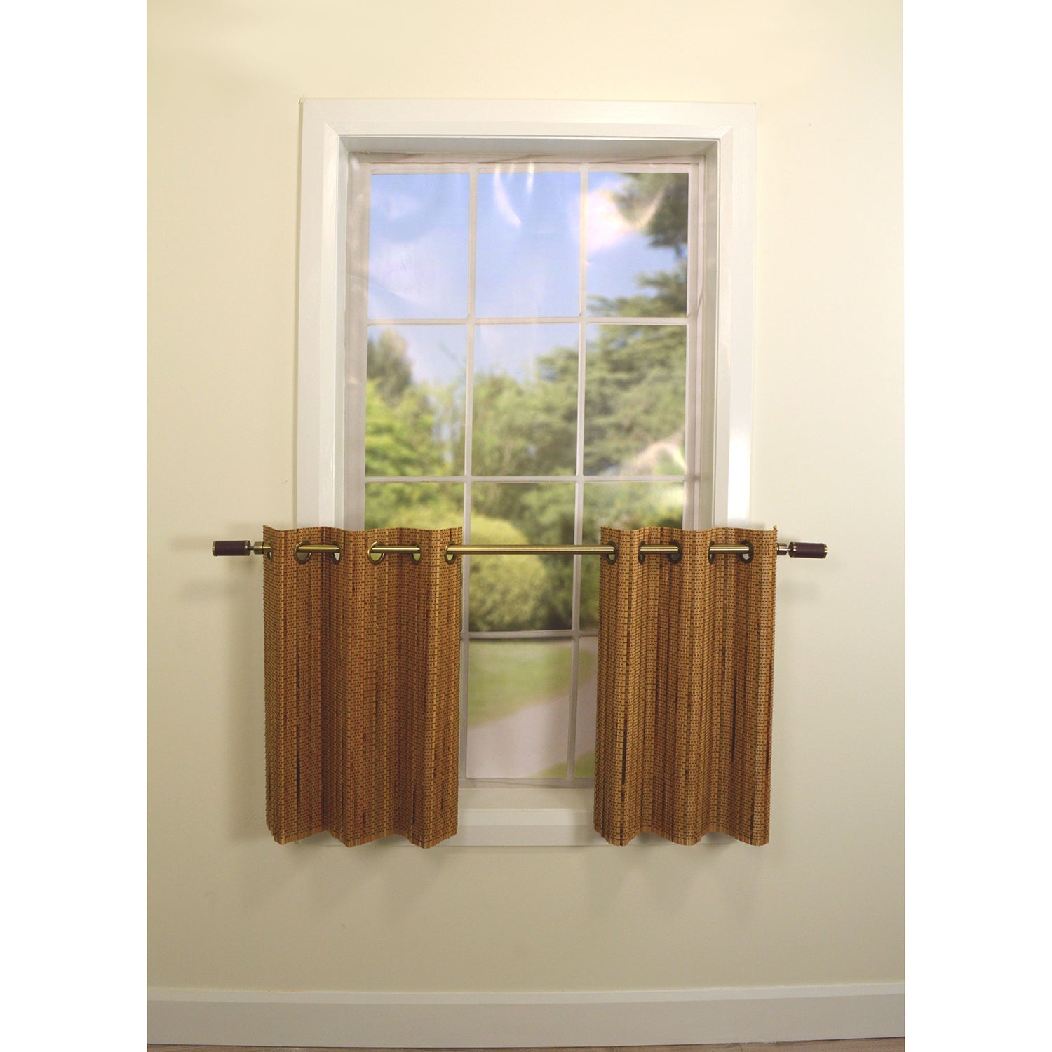 Versailles - 2 Panneaux de Rideau en Bambou Grommet Top, Oeillets en Laiton, 48" x 24", Brun Miel - Simple Boutique