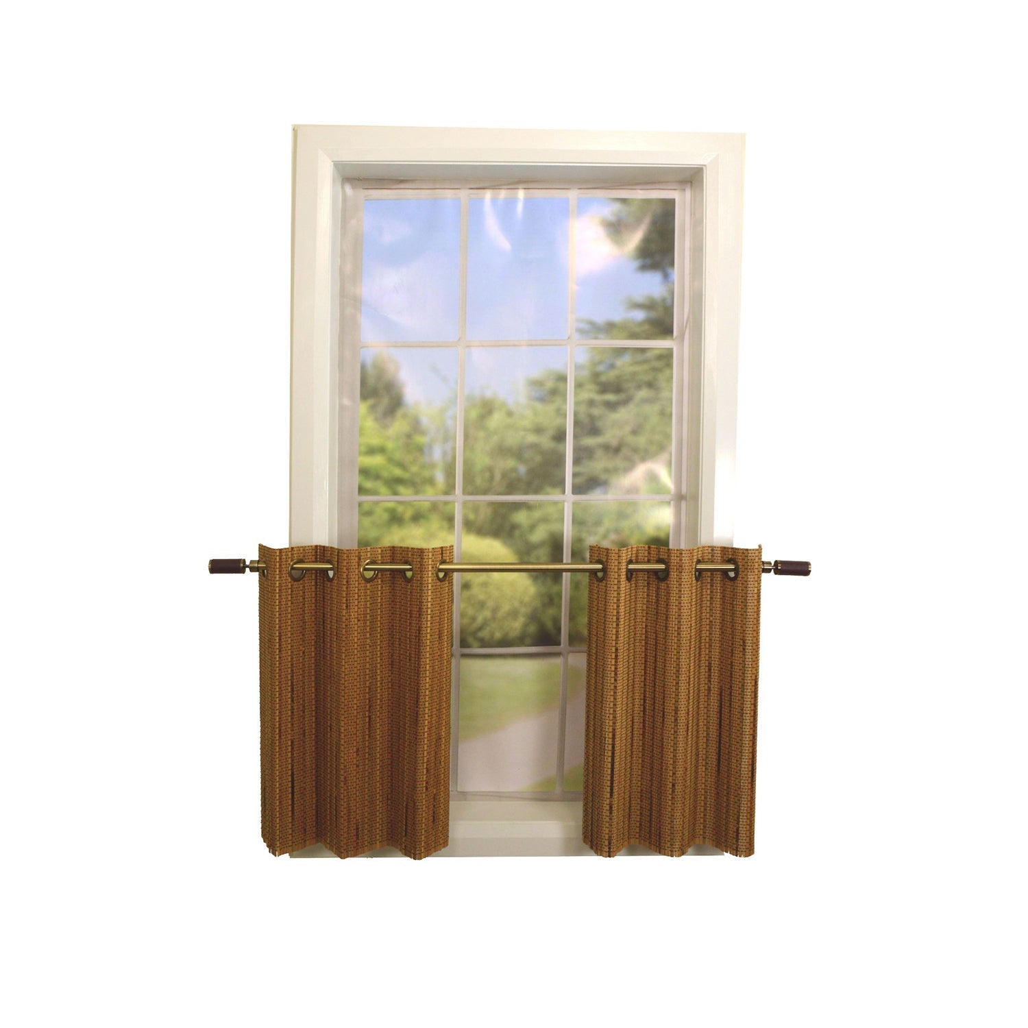 Versailles - 2 Panneaux de Rideau en Bambou Grommet Top, Oeillets en Laiton, 48" x 24", Brun Miel - Simple Boutique
