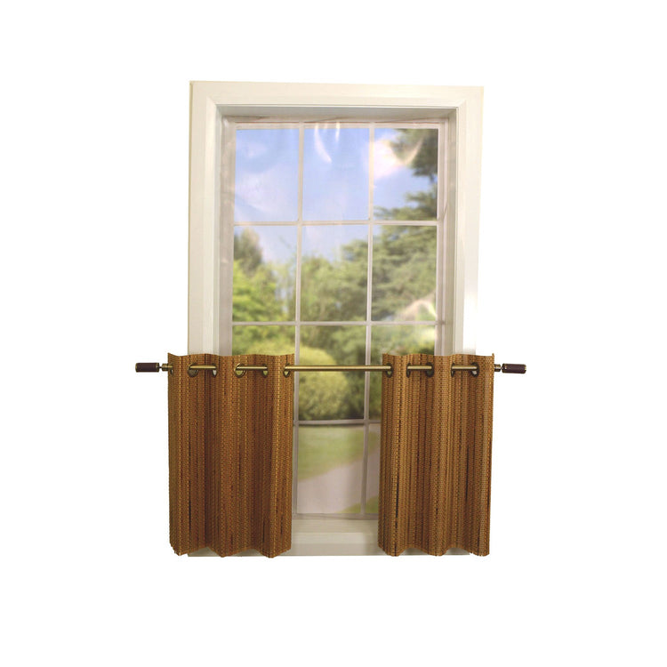 Versailles - 2 Panneaux de Rideau en Bambou Grommet Top, Oeillets en Laiton, 48" x 24", Brun Miel - Simple Boutique
