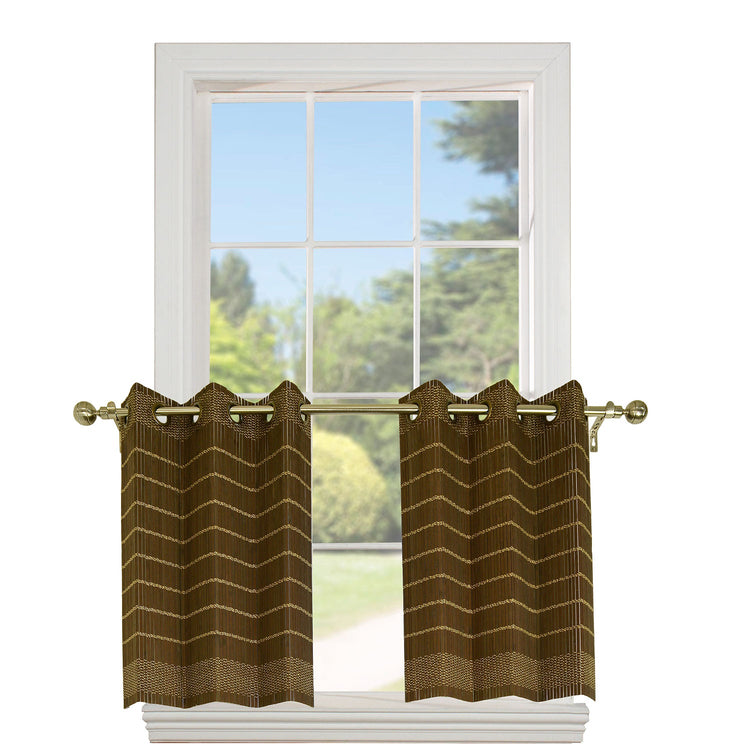 Versailles - 2 Panneaux de Rideau en Bambou Grommet Top, Oeillets en Laiton, 48" x 24", Noyer - Simple Boutique