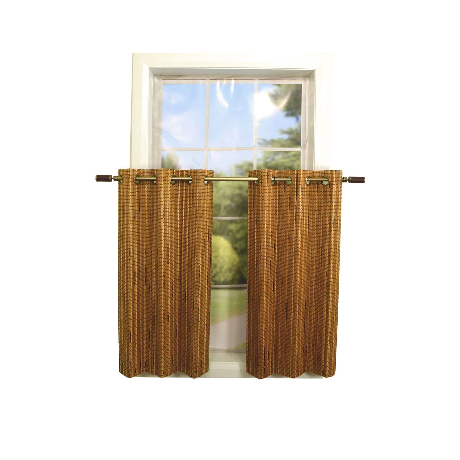 Versailles - 2 Panneaux de Rideau en Bambou Grommet Top, Oeillets en Laiton, 48" x 36", Brun Miel - Simple Boutique
