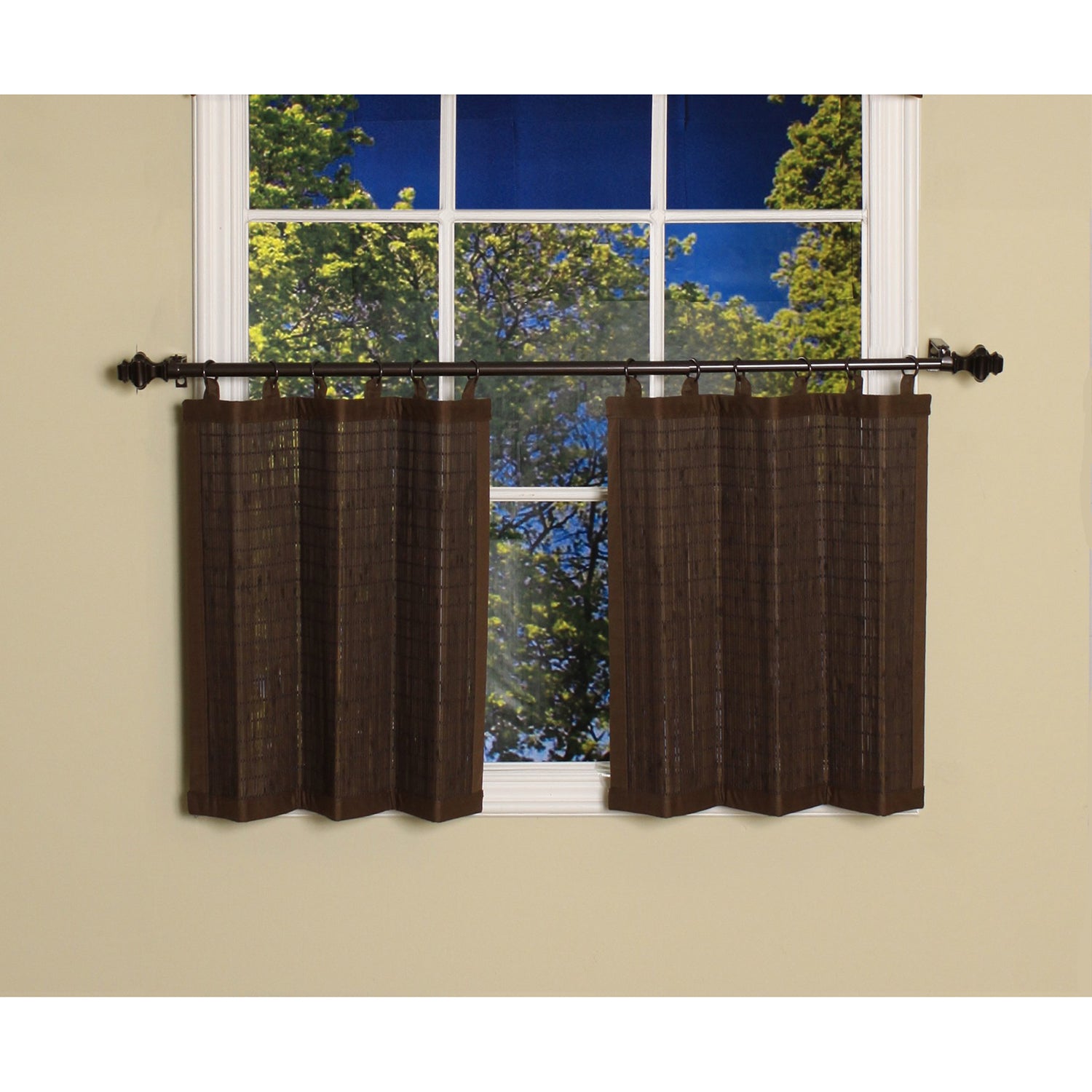 Versailles - 2 Panneaux de Rideau en Bambou Ring Top, Oeillets en Laiton, 48" x 24", Espresso - Simple Boutique
