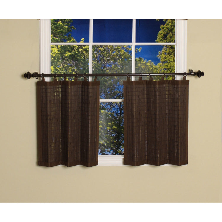 Versailles - 2 Panneaux de Rideau en Bambou Ring Top, Oeillets en Laiton, 48" x 24", Espresso - Simple Boutique