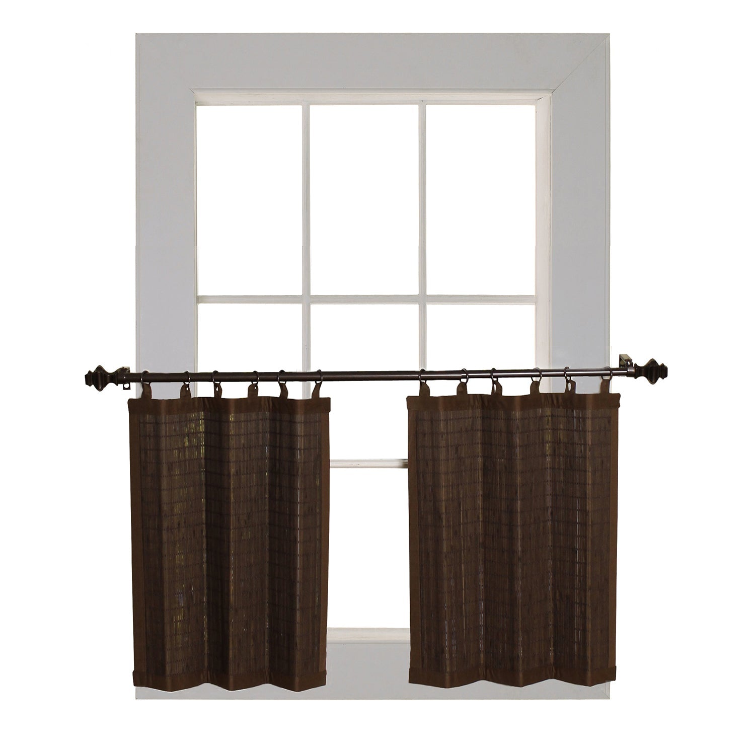 Versailles - 2 Panneaux de Rideau en Bambou Ring Top, Oeillets en Laiton, 48" x 24", Espresso - Simple Boutique