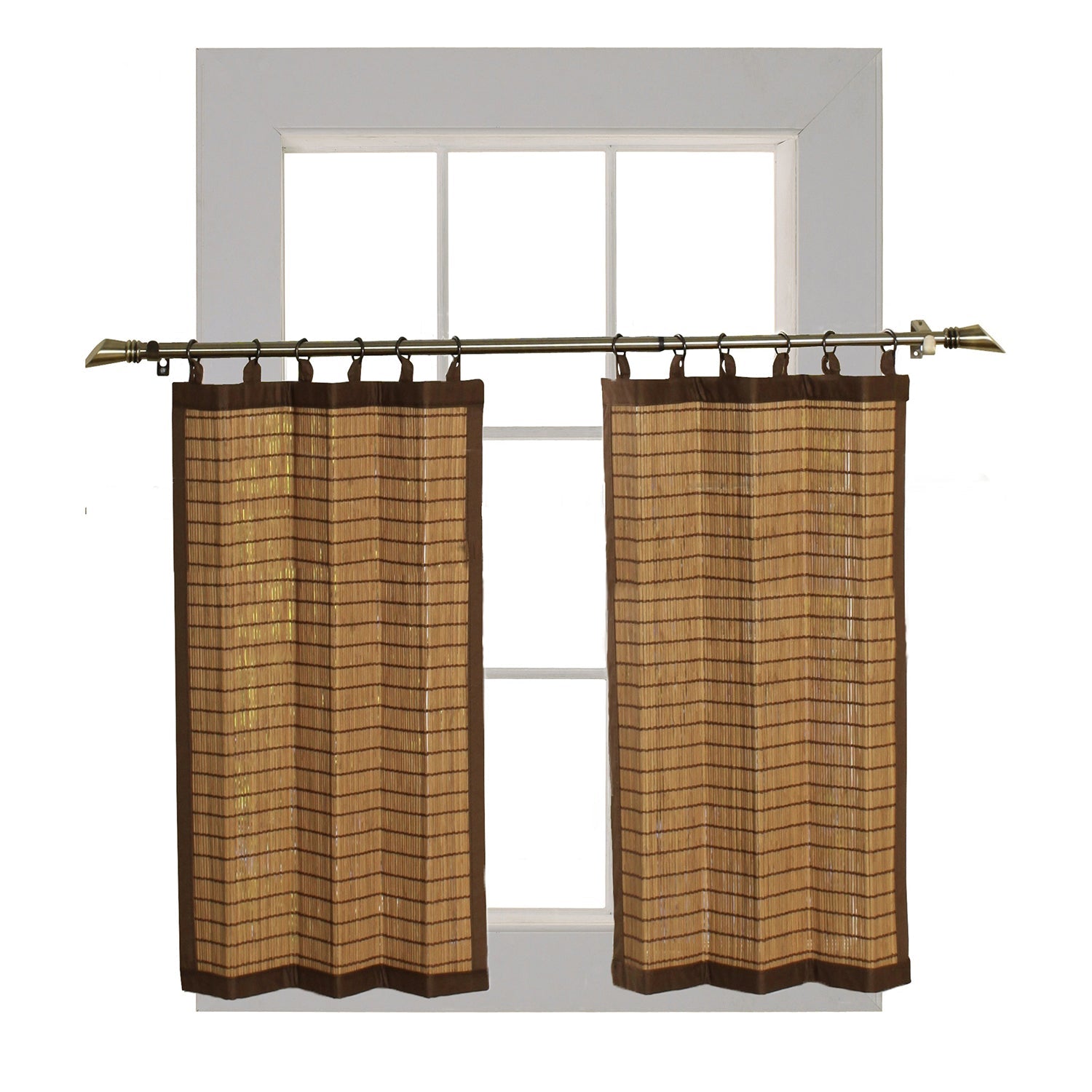 Versailles - 2 Panneaux de Rideau en Bambou Ring Top, Oeillets en Laiton, 48" x 36", Brun - Simple Boutique