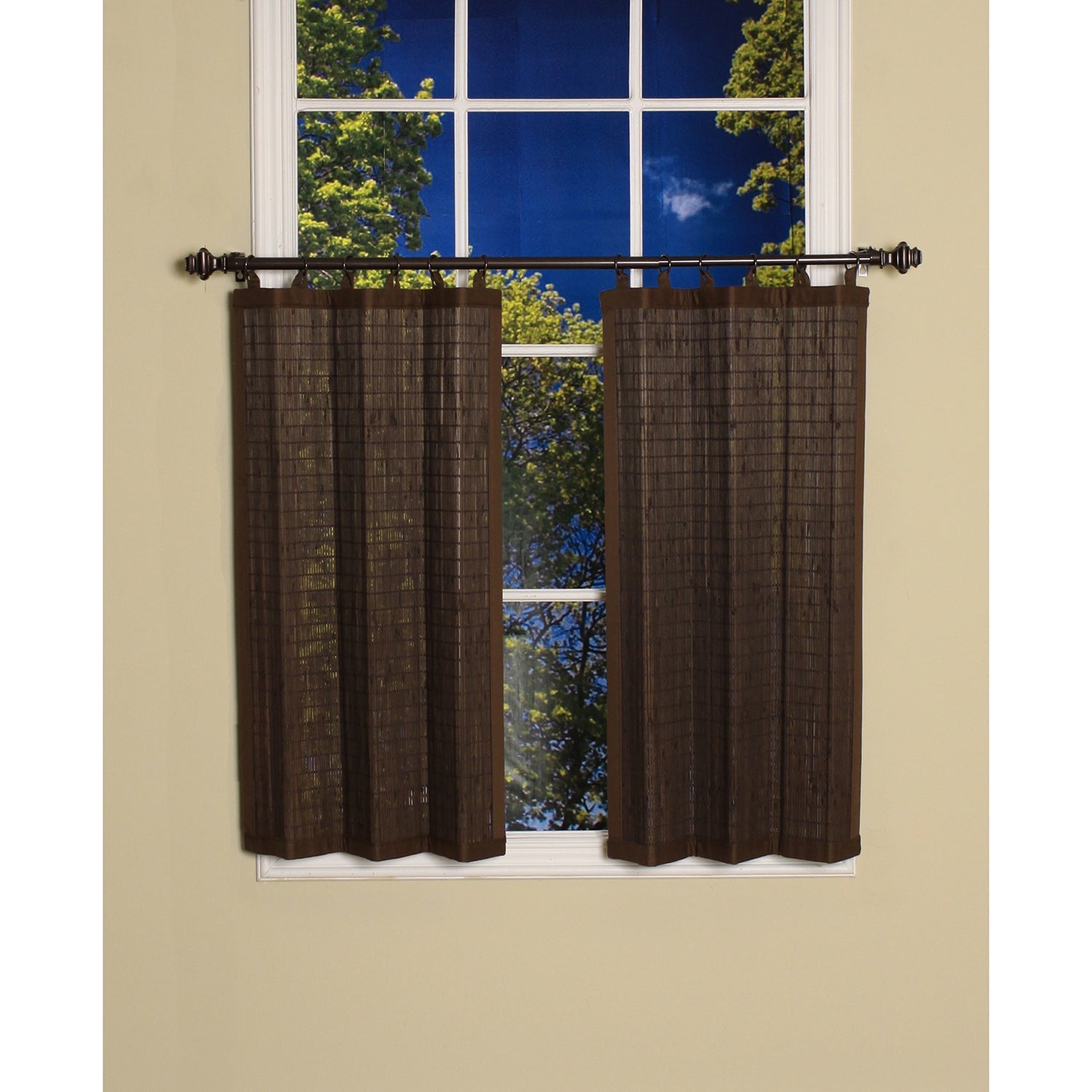 Versailles - 2 Panneaux de Rideau en Bambou Ring Top, Oeillets en Laiton, 48" x 36", Espresso - Simple Boutique