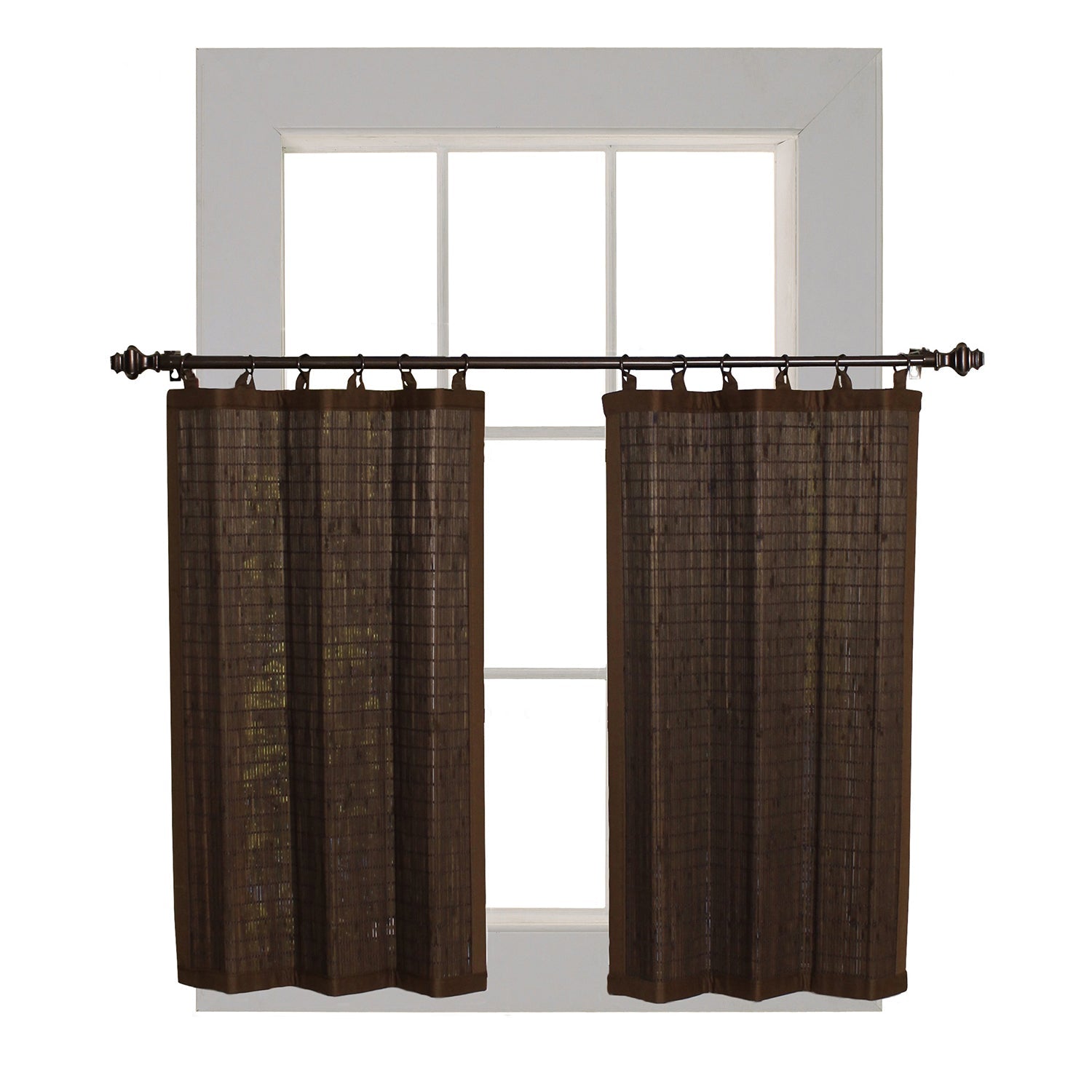 Versailles - 2 Panneaux de Rideau en Bambou Ring Top, Oeillets en Laiton, 48" x 36", Espresso - Simple Boutique