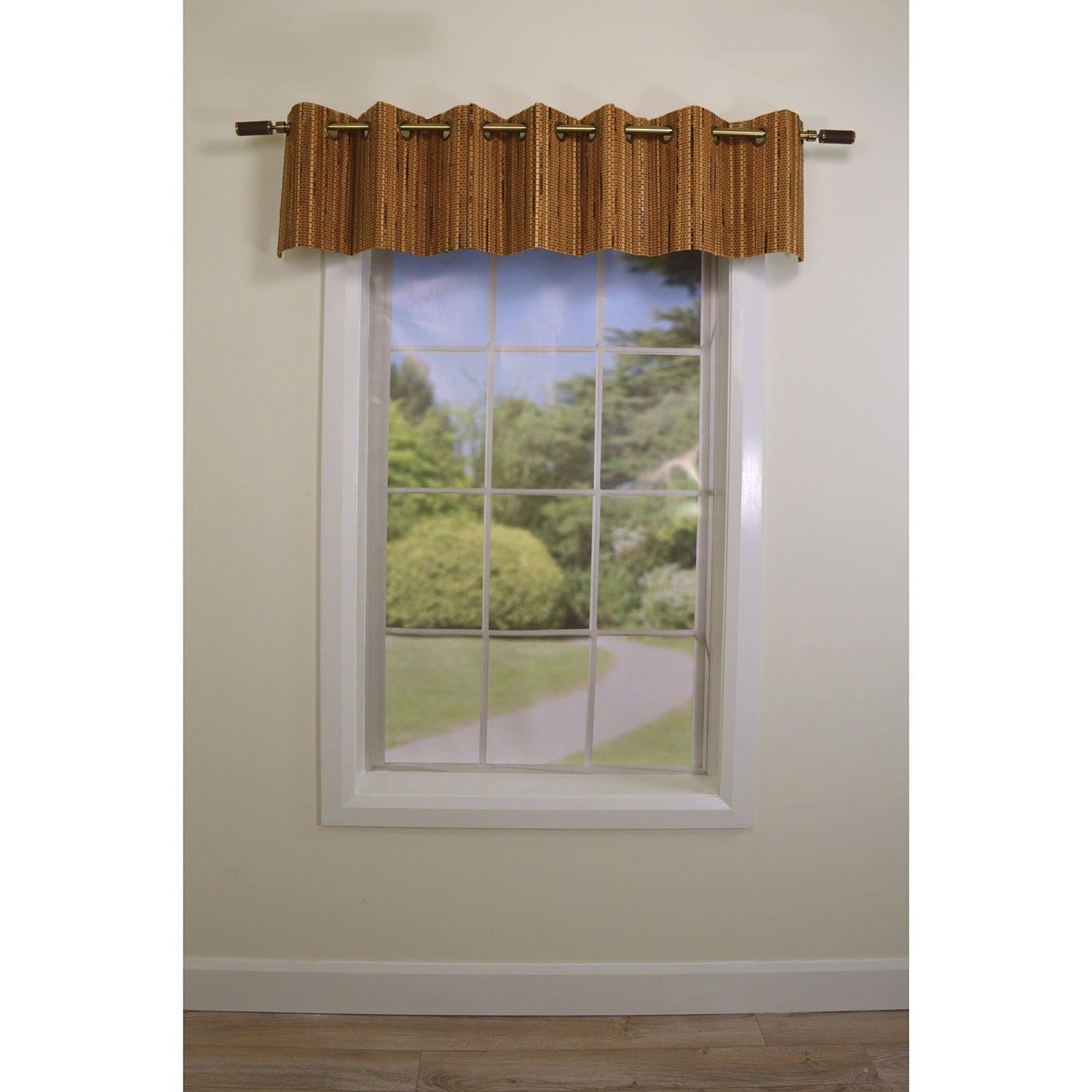 Versailles - Cantonnière en Bambou Grommet Top, Oeillets en Laiton, 72" x 12", Brun Miel - Simple Boutique