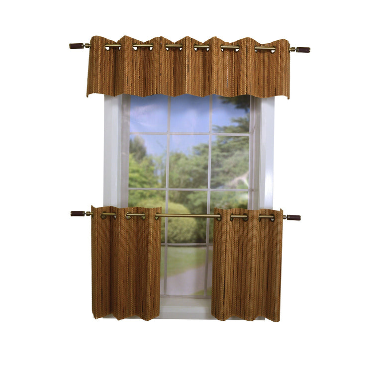Versailles - Cantonnière en Bambou Grommet Top, Oeillets en Laiton, 72" x 12", Brun Miel - Simple Boutique
