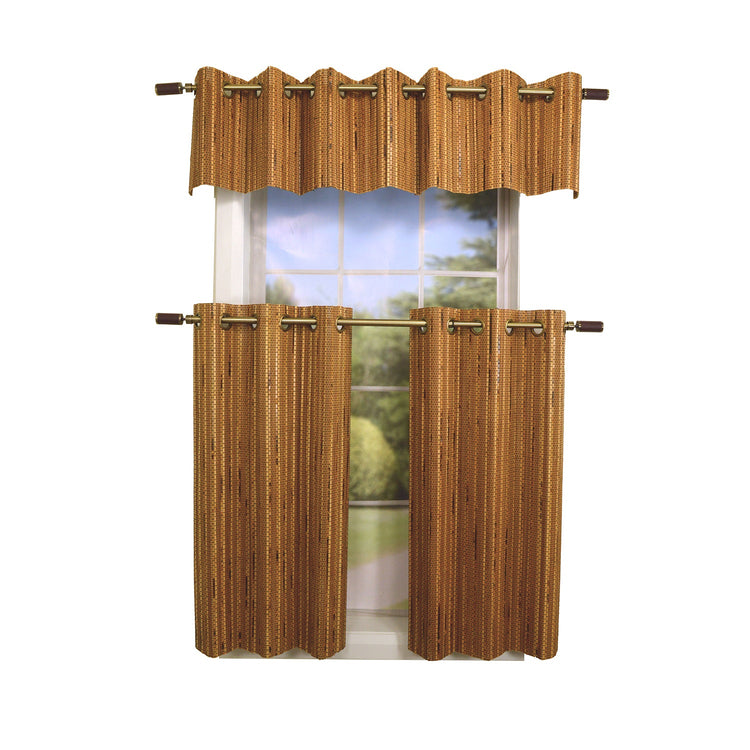 Versailles - Cantonnière en Bambou Grommet Top, Oeillets en Laiton, 72" x 12", Brun Miel - Simple Boutique