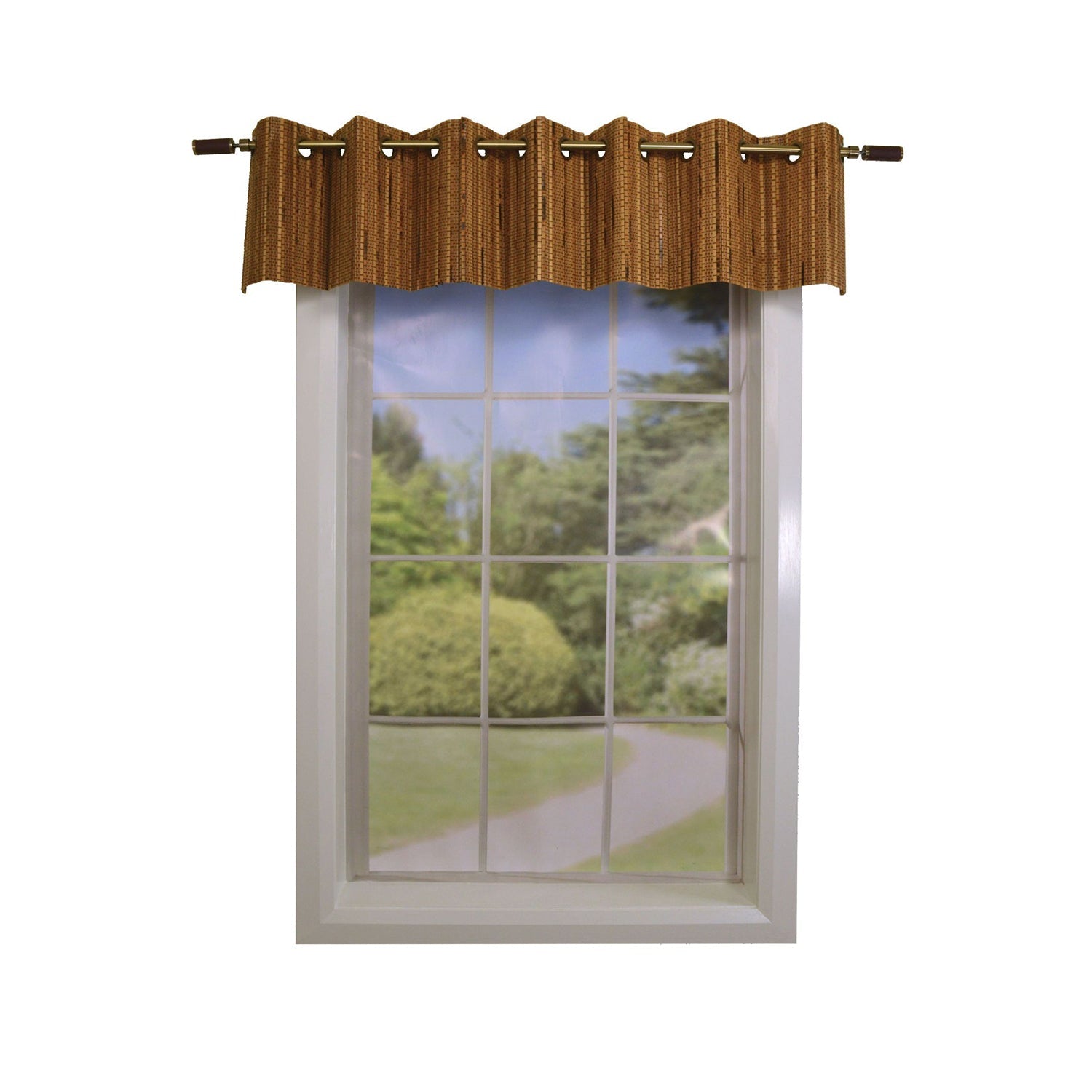 Versailles - Cantonnière en Bambou Grommet Top, Oeillets en Laiton, 72" x 12", Brun Miel - Simple Boutique