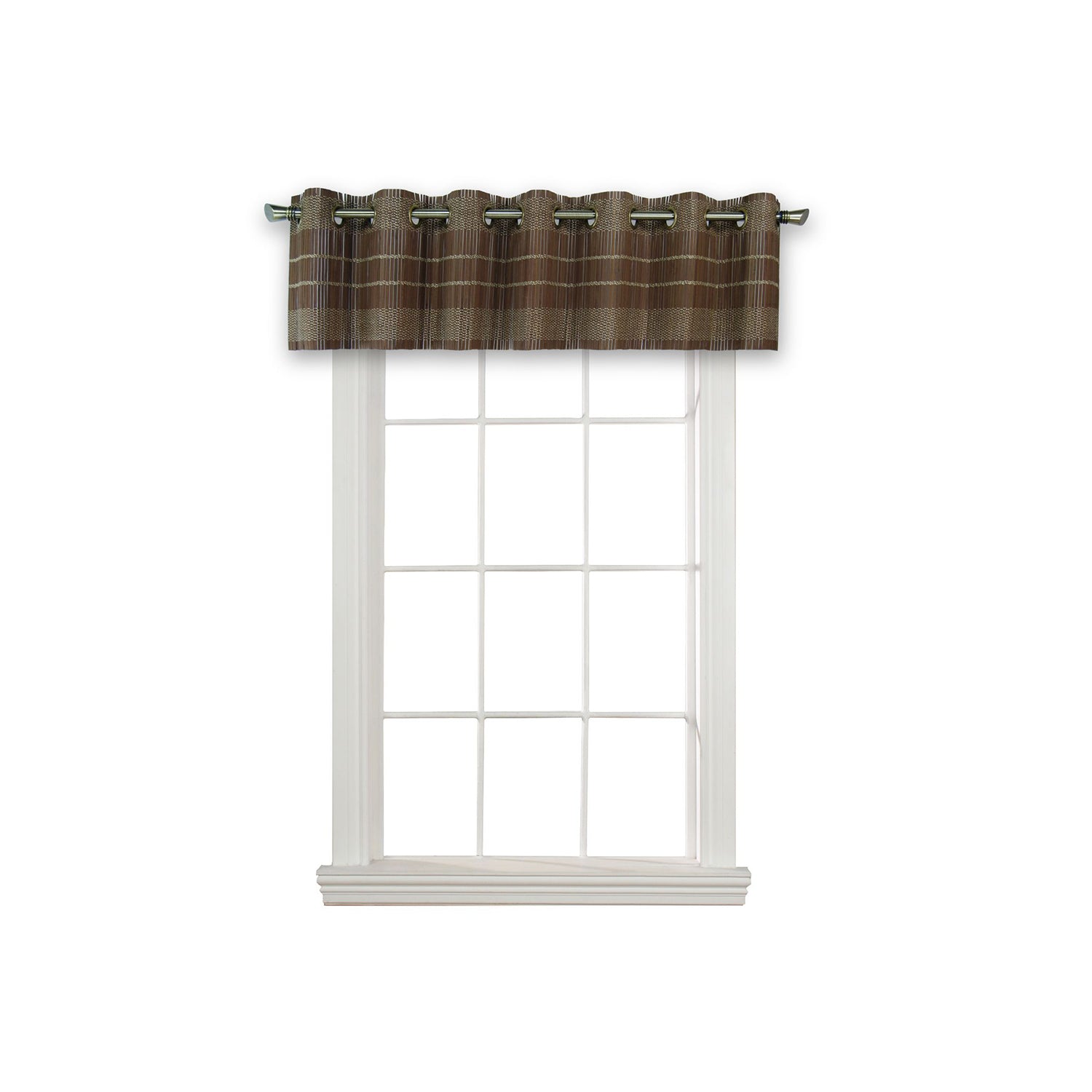 Versailles - Cantonnière en Bambou Grommet Top, Oeillets en Laiton, 72" x 12", Noyer - Simple Boutique