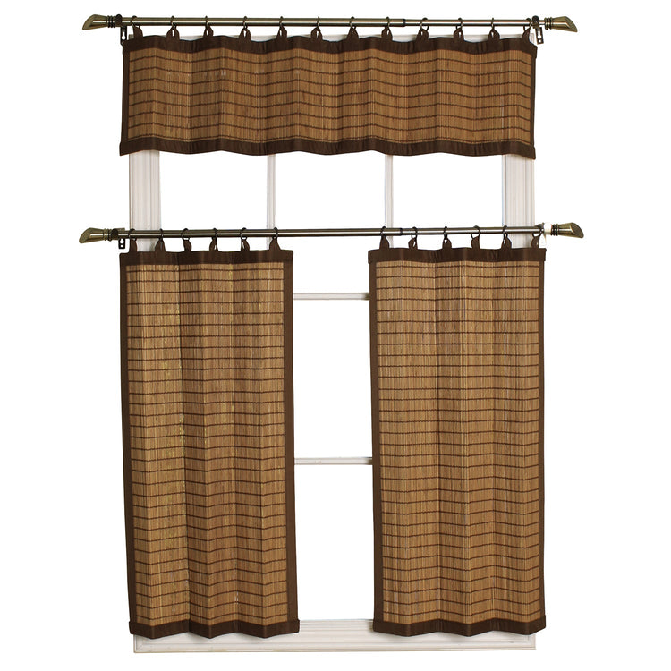 Versailles - Cantonnière en Bambou Ring Top, Oeillets en Laiton, 48" x 12", Brun - Simple Boutique