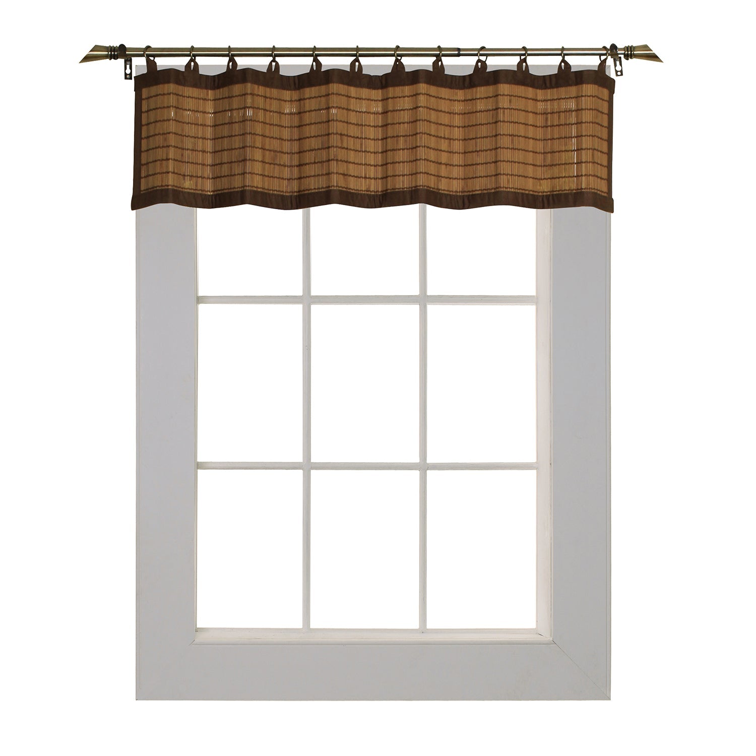 Versailles - Cantonnière en Bambou Ring Top, Oeillets en Laiton, 48" x 12", Brun - Simple Boutique