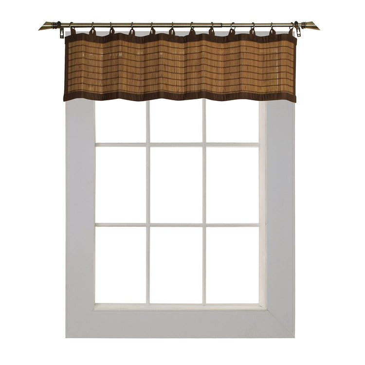 Versailles - Cantonnière en Bambou Ring Top, Oeillets en Laiton, 48" x 12", Brun - Simple Boutique