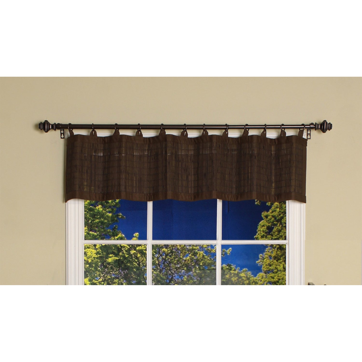 Versailles - Cantonnière en Bambou Ring Top, Oeillets en Laiton, 48" x 12", Espresso - Simple Boutique