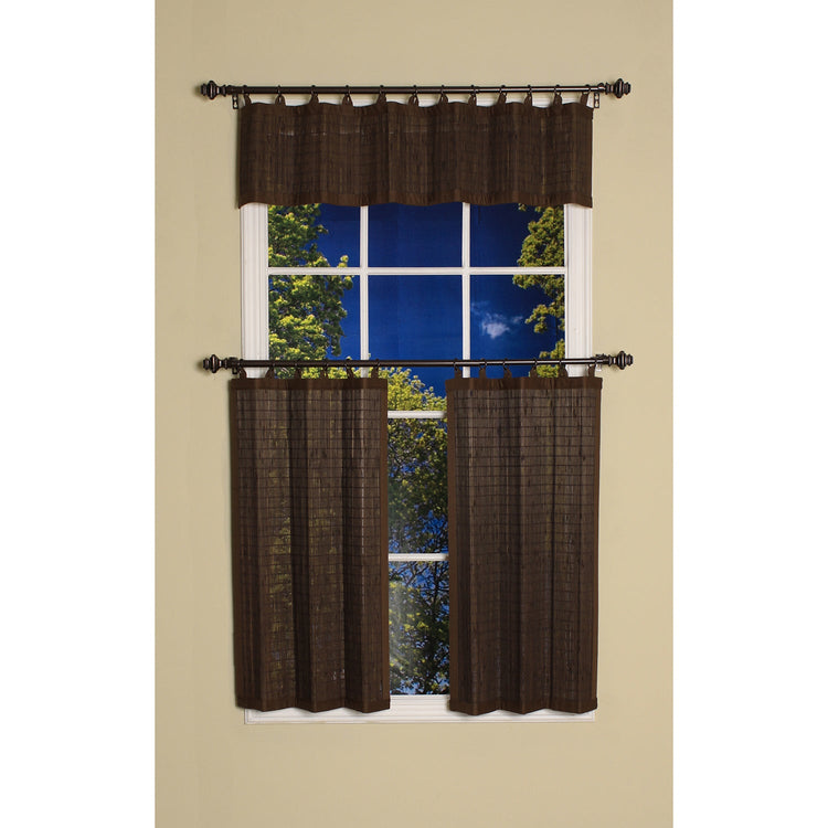 Versailles - Cantonnière en Bambou Ring Top, Oeillets en Laiton, 48" x 12", Espresso - Simple Boutique
