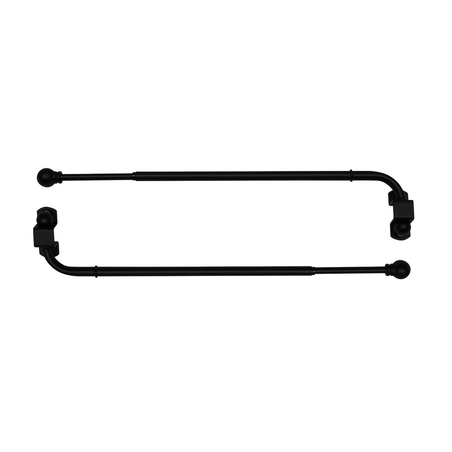 Versailles - Ensemble de 2 Bras Pivotants pour Rideau, Longueur Ajustable, Noir (Disponible en 2 Grandeur) - Simple Boutique