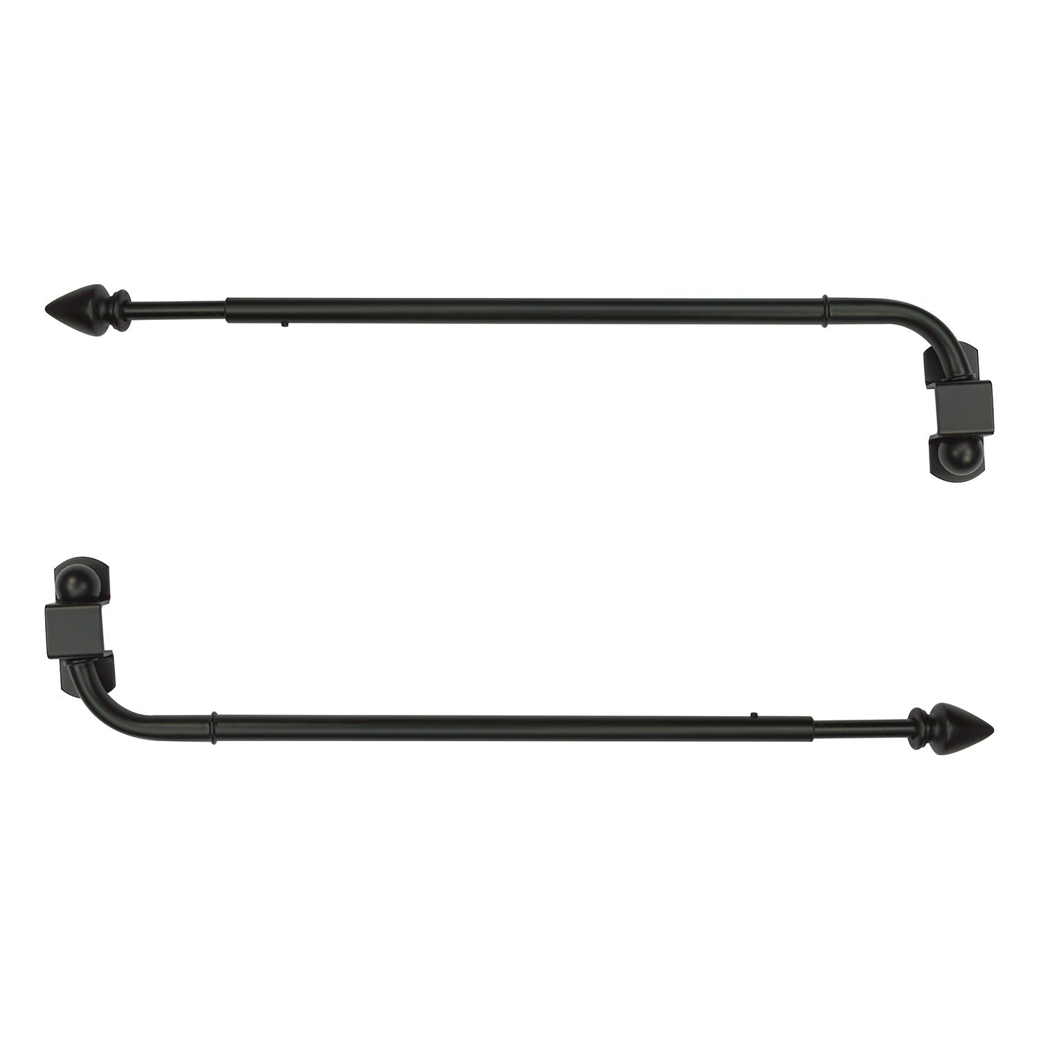 Versailles - Ensemble de 2 Bras Pivotants pour Rideau, Longueur Ajustable, Noir (Disponible en 2 Grandeur) - Simple Boutique