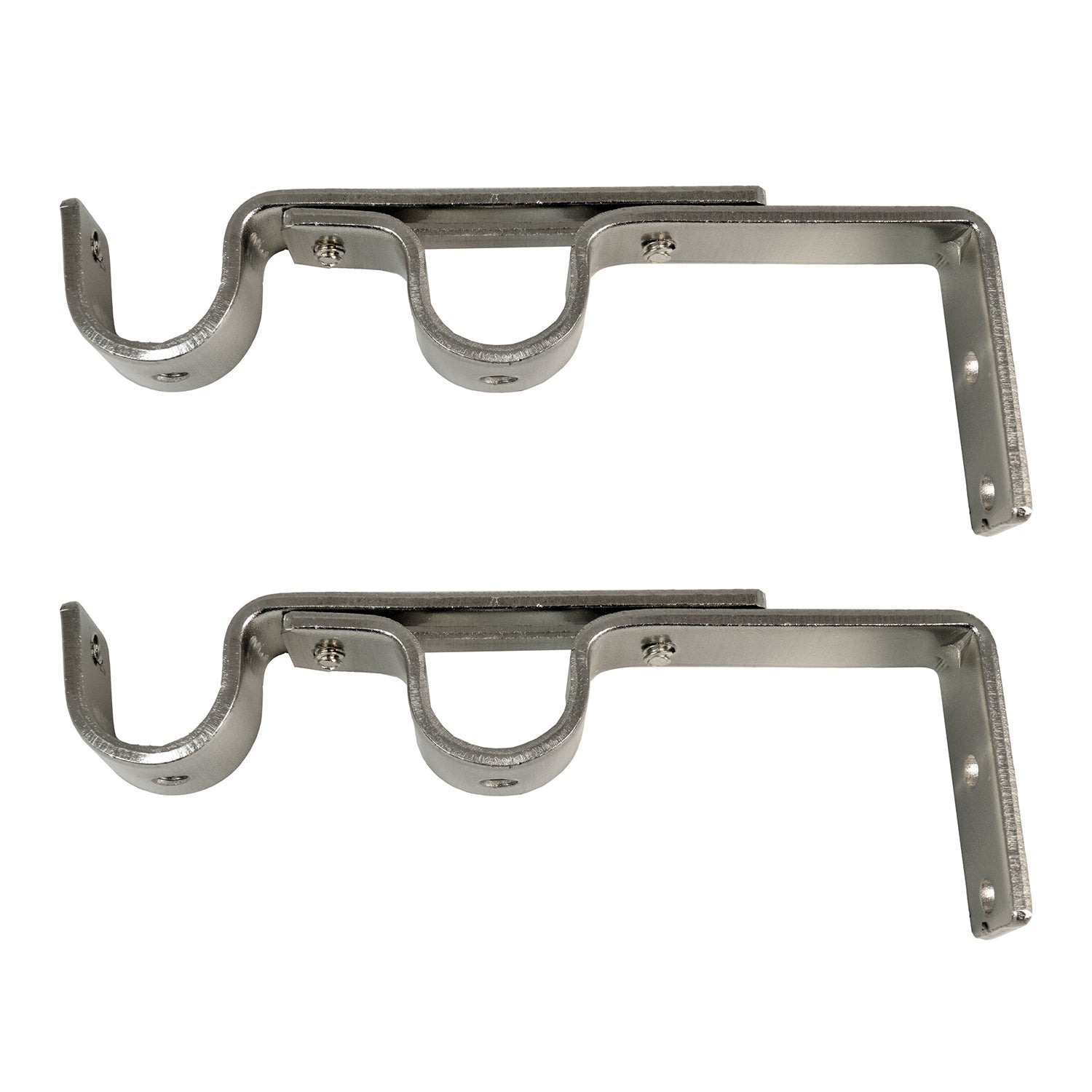 Versailles - Ensemble de 2 Supports Muraux Double pour Tringle à Rideau, Argenté - Simple Boutique