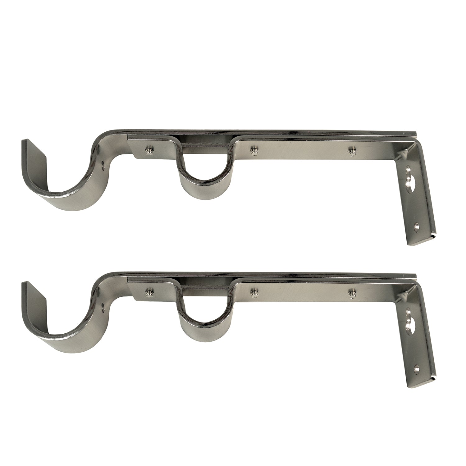 Versailles - Ensemble de 2 Supports Muraux Double pour Tringle à Rideau, Argenté - Simple Boutique