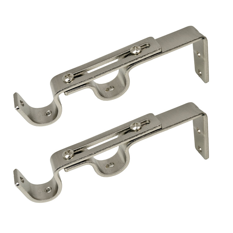 Versailles - Ensemble de 2 Supports Muraux Double pour Tringle à Rideau, Argenté - Simple Boutique