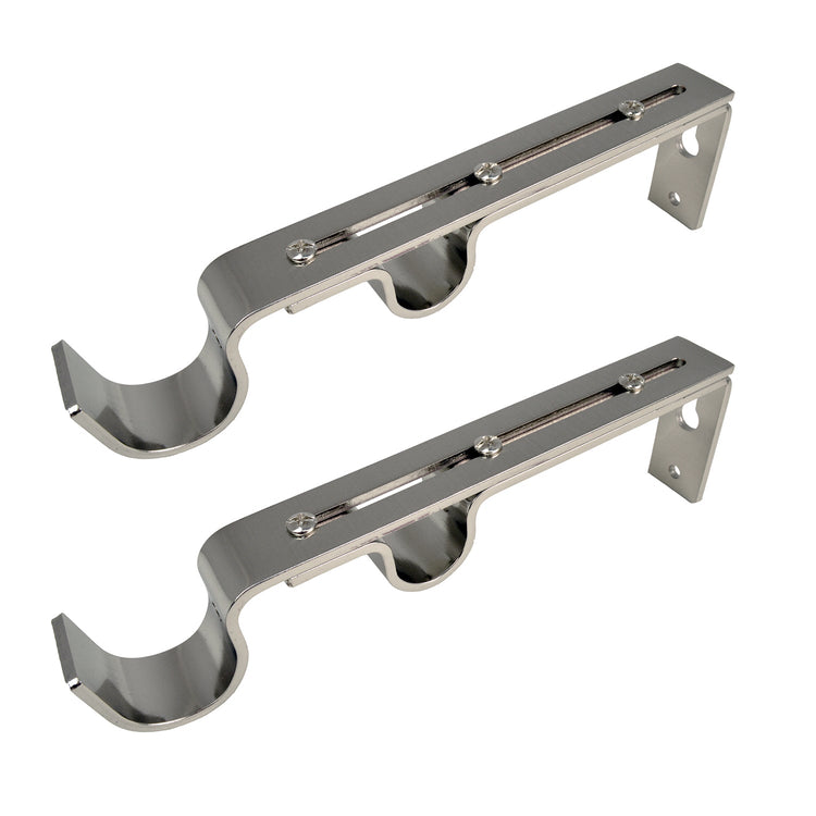 Versailles - Ensemble de 2 Supports Muraux Double pour Tringle à Rideau, Argenté - Simple Boutique