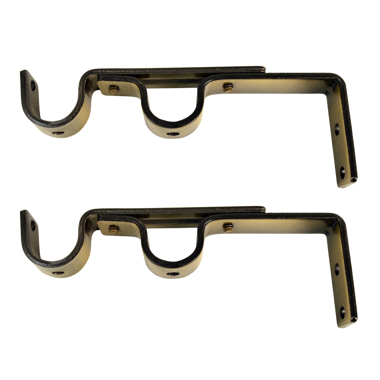 Versailles - Ensemble de 2 Supports Muraux Double pour Tringle à Rideau, Bronze - Simple Boutique