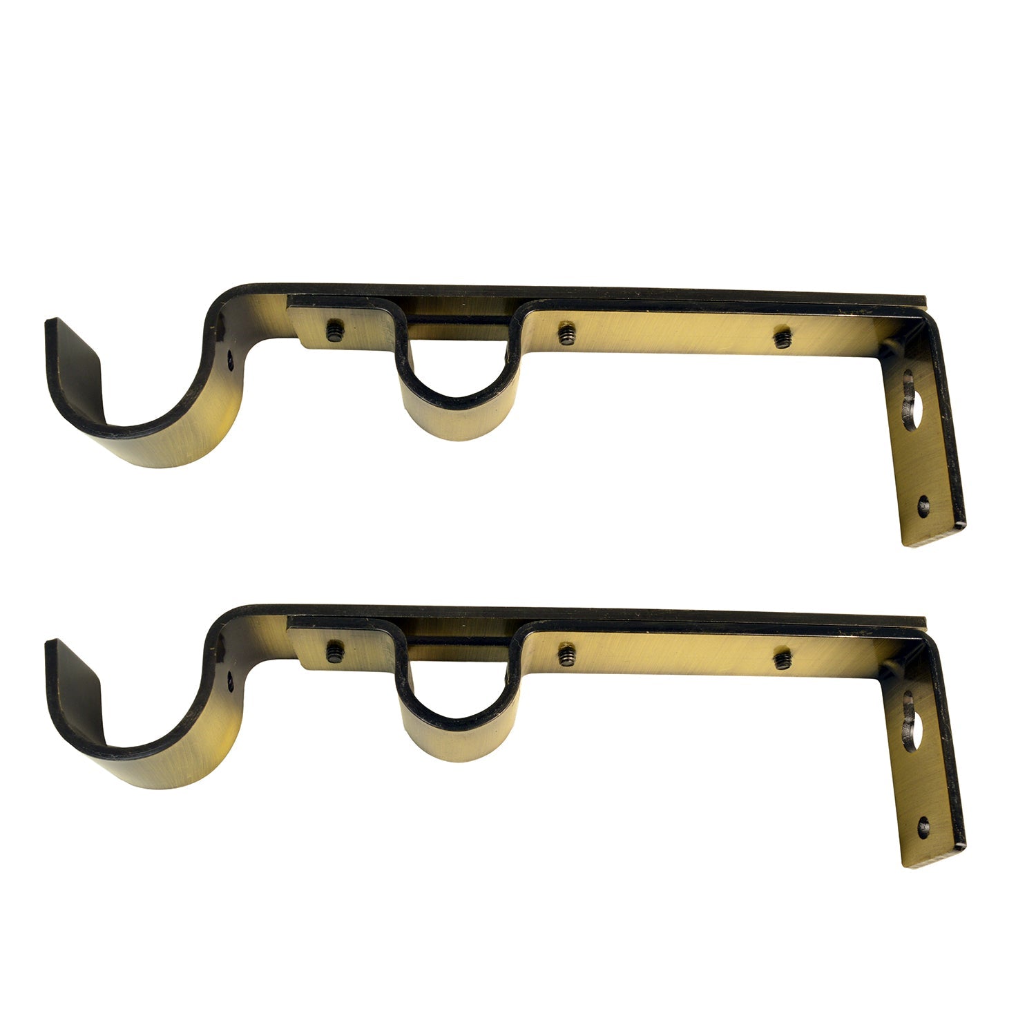 Versailles - Ensemble de 2 Supports Muraux Double pour Tringle à Rideau, Bronze - Simple Boutique