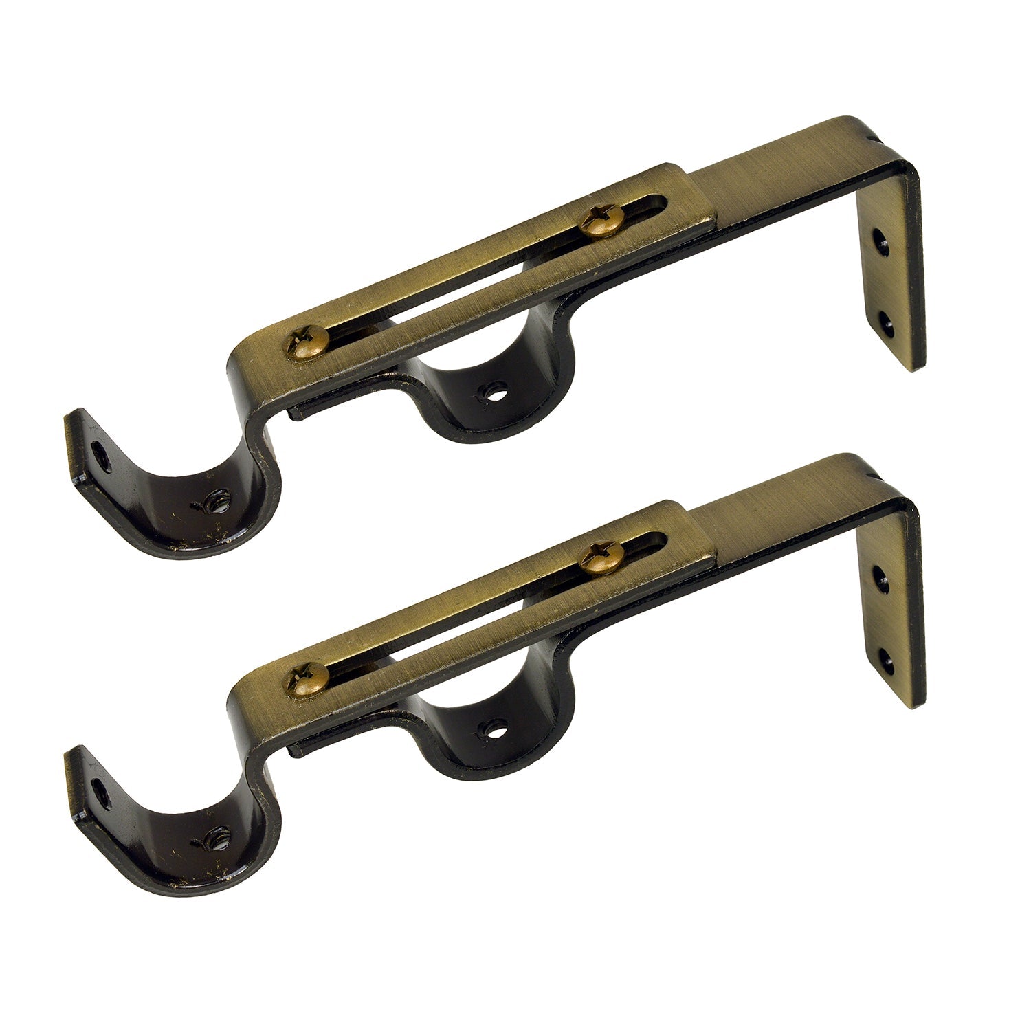 Versailles - Ensemble de 2 Supports Muraux Double pour Tringle à Rideau, Bronze - Simple Boutique