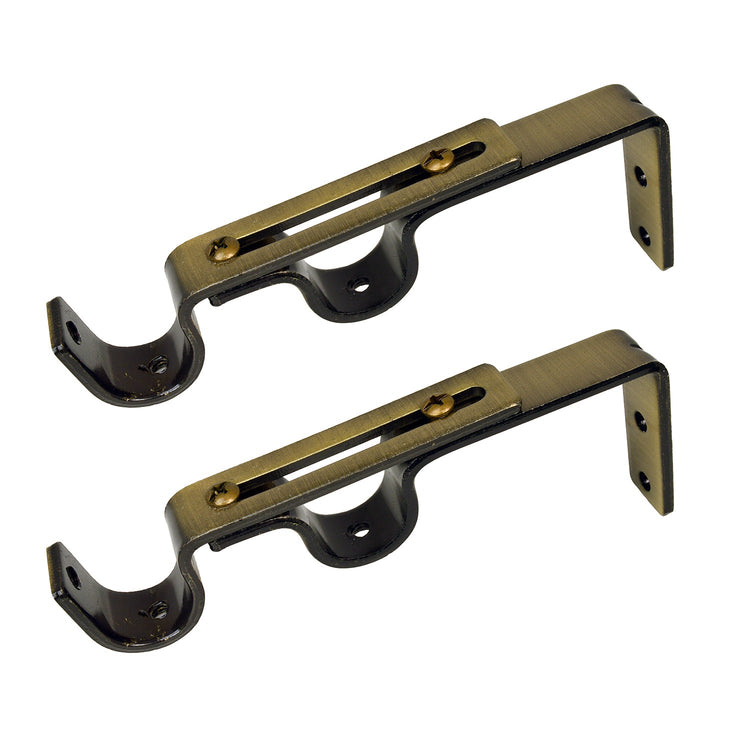 Versailles - Ensemble de 2 Supports Muraux Double pour Tringle à Rideau, Bronze - Simple Boutique