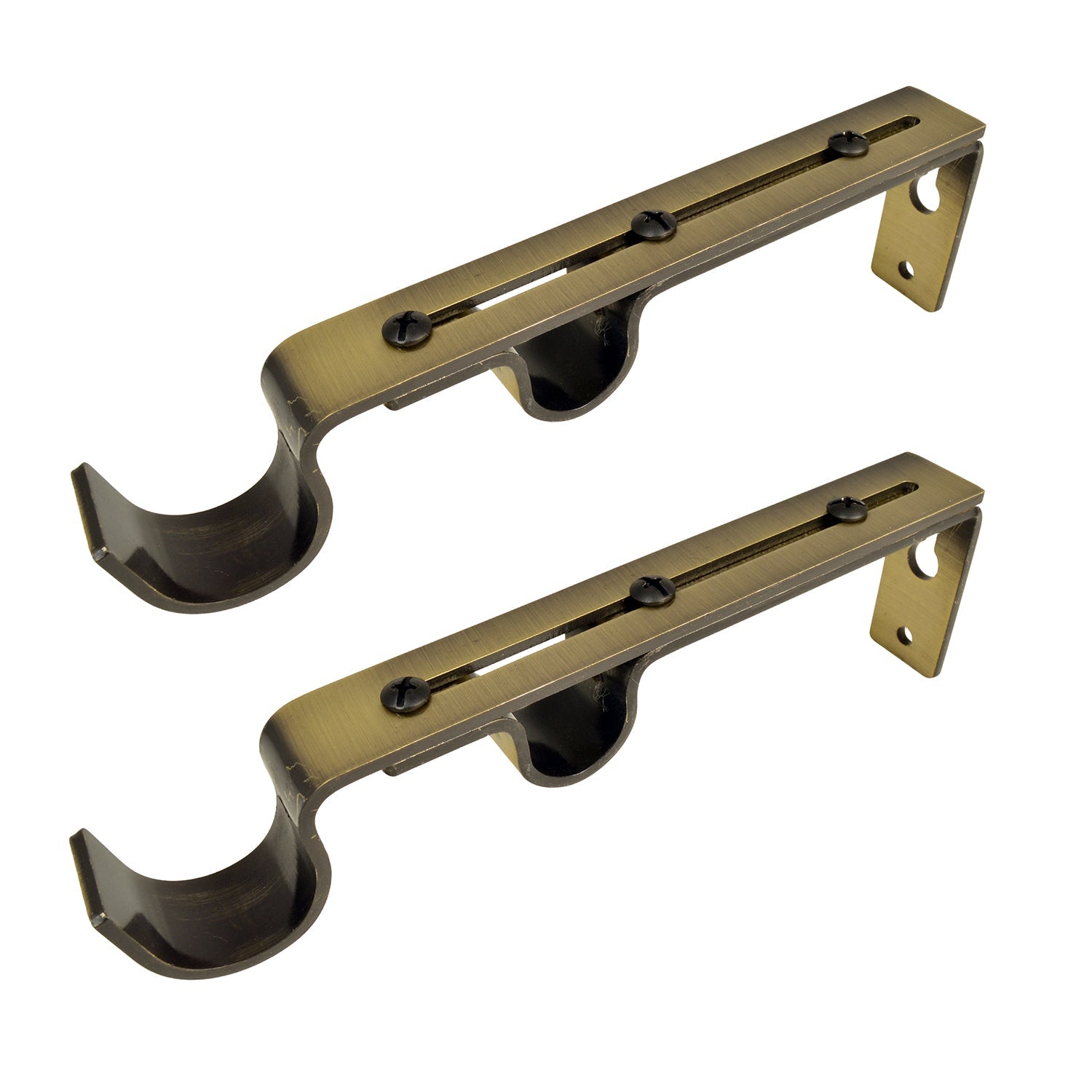 Versailles - Ensemble de 2 Supports Muraux Double pour Tringle à Rideau, Bronze - Simple Boutique