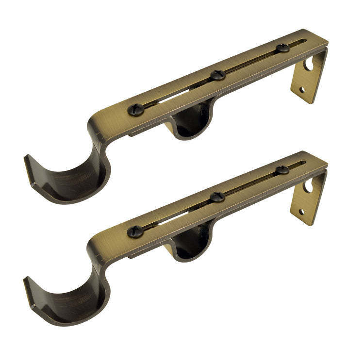 Versailles - Ensemble de 2 Supports Muraux Double pour Tringle à Rideau, Bronze - Simple Boutique