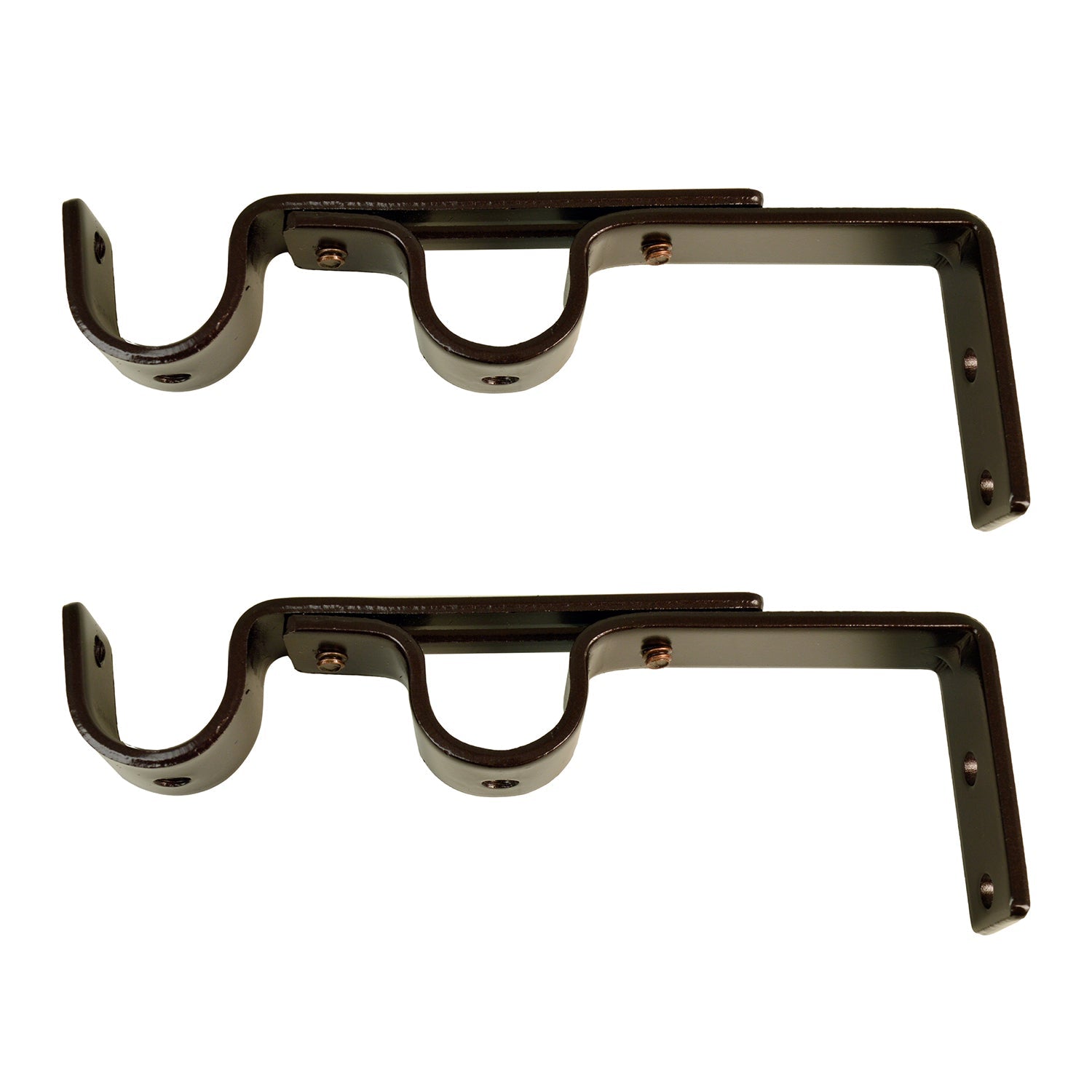 Versailles - Ensemble de 2 Supports Muraux Double pour Tringle à Rideau, Brun - Simple Boutique