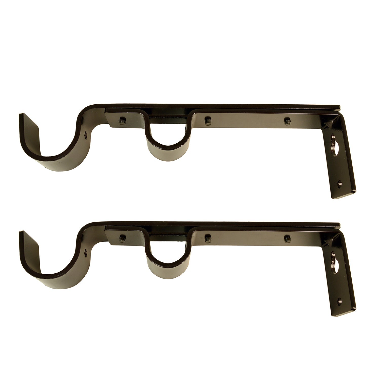 Versailles - Ensemble de 2 Supports Muraux Double pour Tringle à Rideau, Brun - Simple Boutique