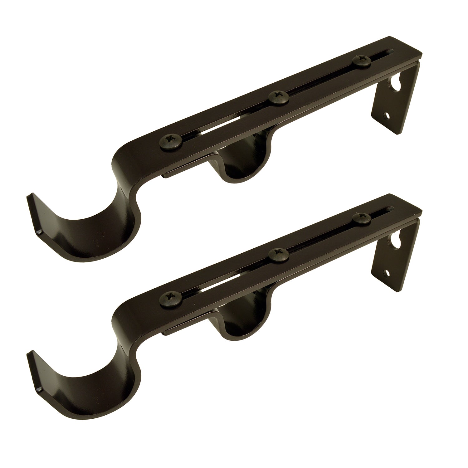 Versailles - Ensemble de 2 Supports Muraux Double pour Tringle à Rideau, Brun - Simple Boutique