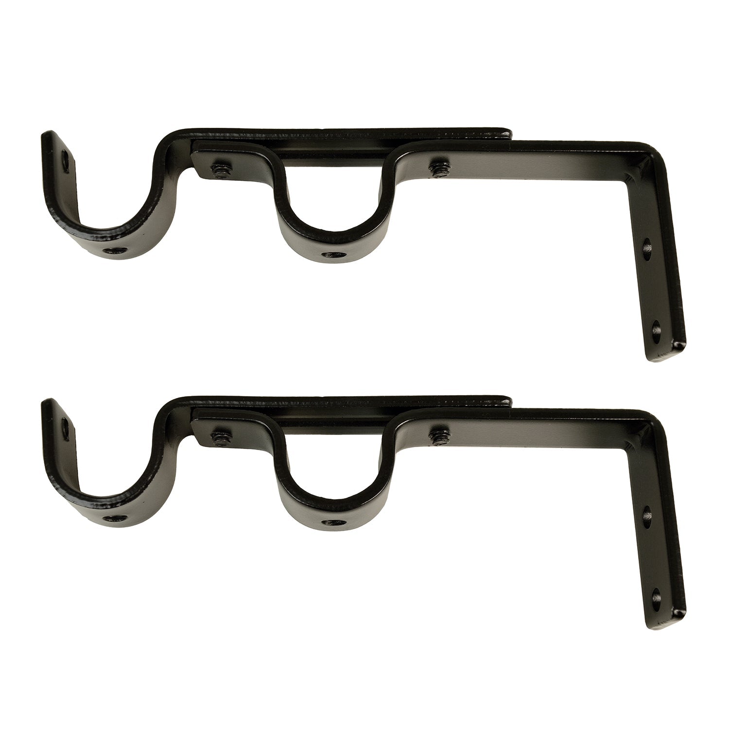 Versailles - Ensemble de 2 Supports Muraux Double pour Tringle à Rideau, Noir - Simple Boutique