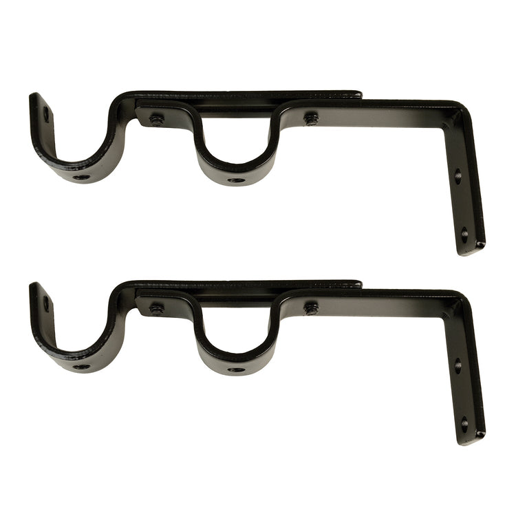 Versailles - Ensemble de 2 Supports Muraux Double pour Tringle à Rideau, Noir - Simple Boutique
