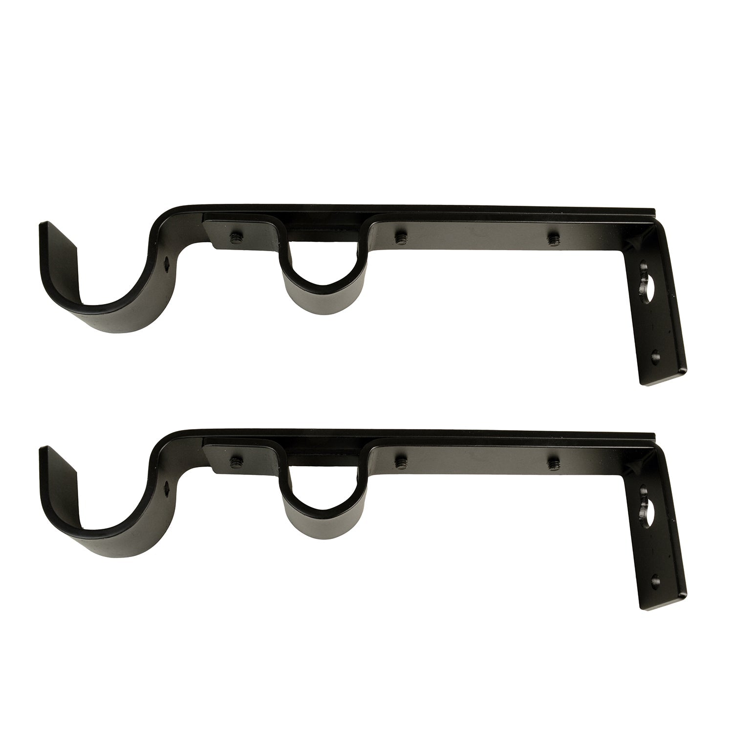 Versailles - Ensemble de 2 Supports Muraux Double pour Tringle à Rideau, Noir - Simple Boutique