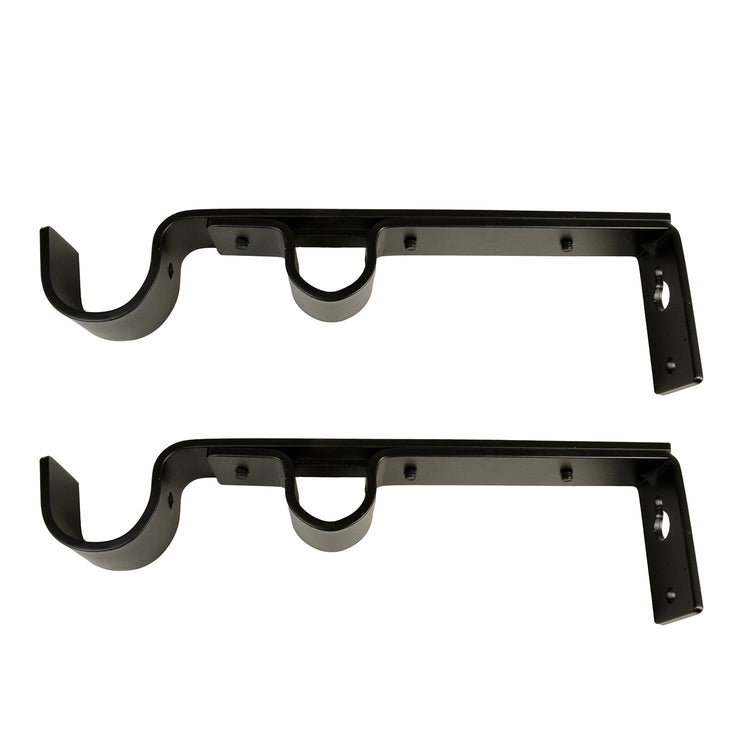 Versailles - Ensemble de 2 Supports Muraux Double pour Tringle à Rideau, Noir - Simple Boutique