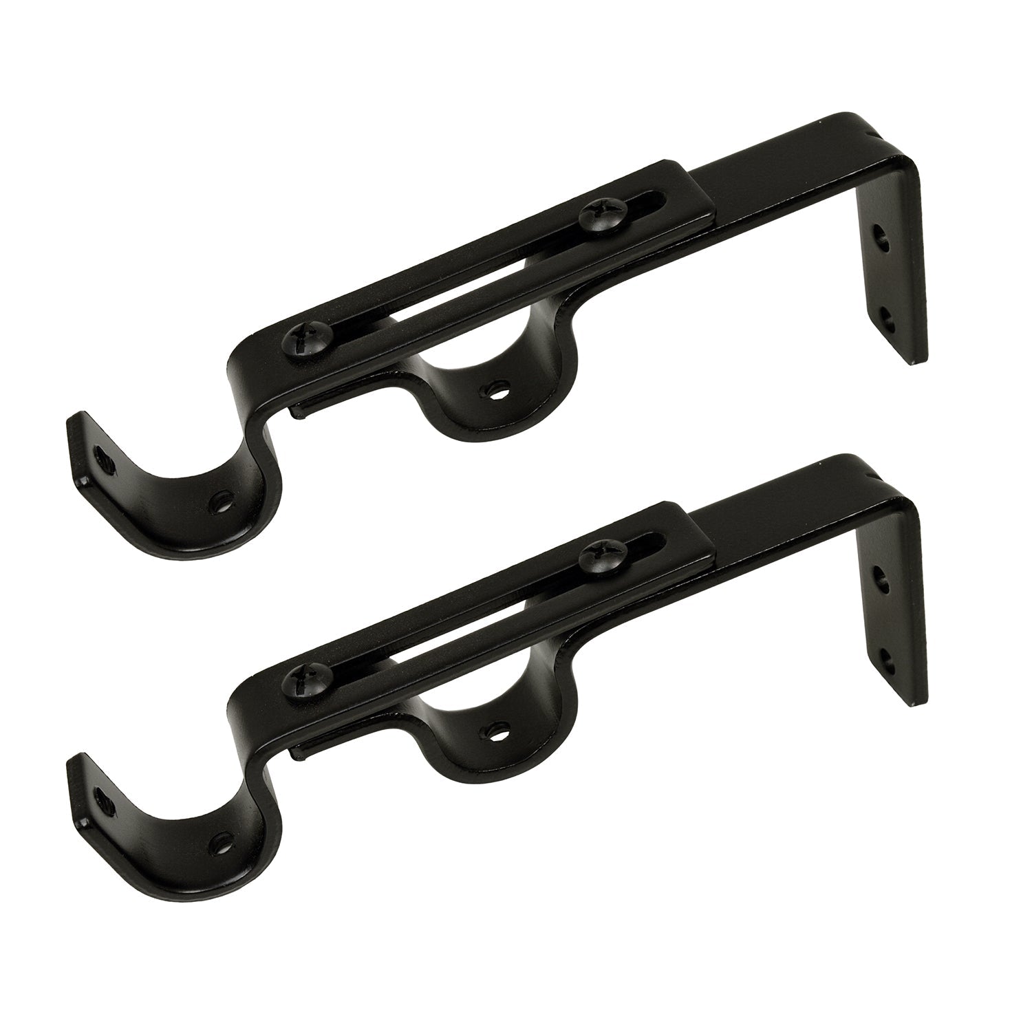 Versailles - Ensemble de 2 Supports Muraux Double pour Tringle à Rideau, Noir - Simple Boutique