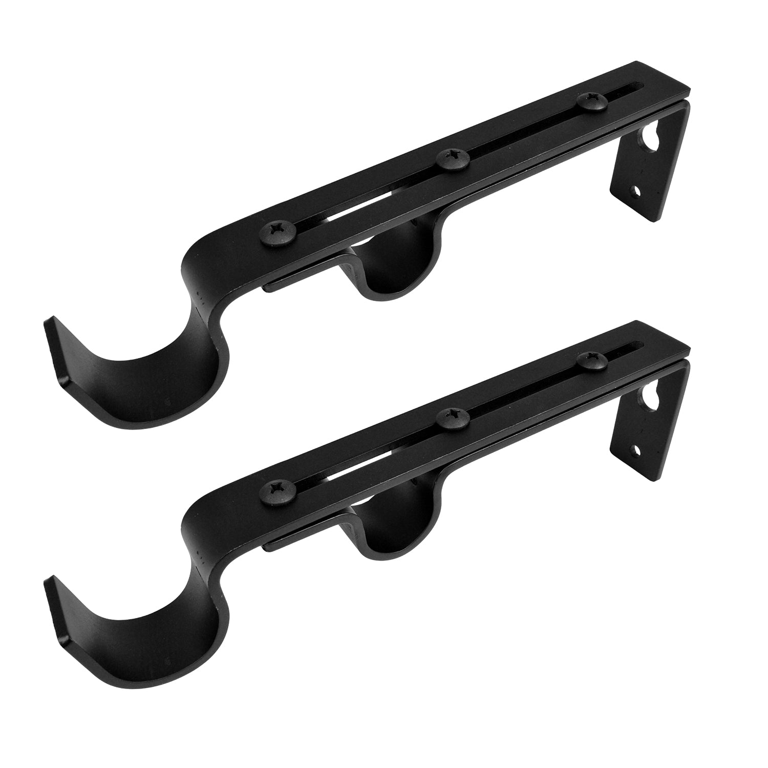Versailles - Ensemble de 2 Supports Muraux Double pour Tringle à Rideau, Noir - Simple Boutique