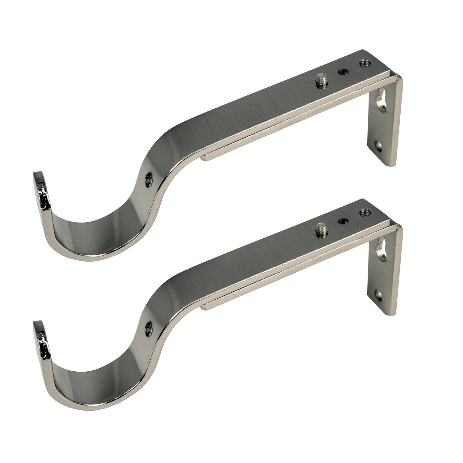 Versailles - Ensemble de 2 Supports pour Rideau, Projection Ajustable entre 4" à 5.5", Argenté - Simple Boutique