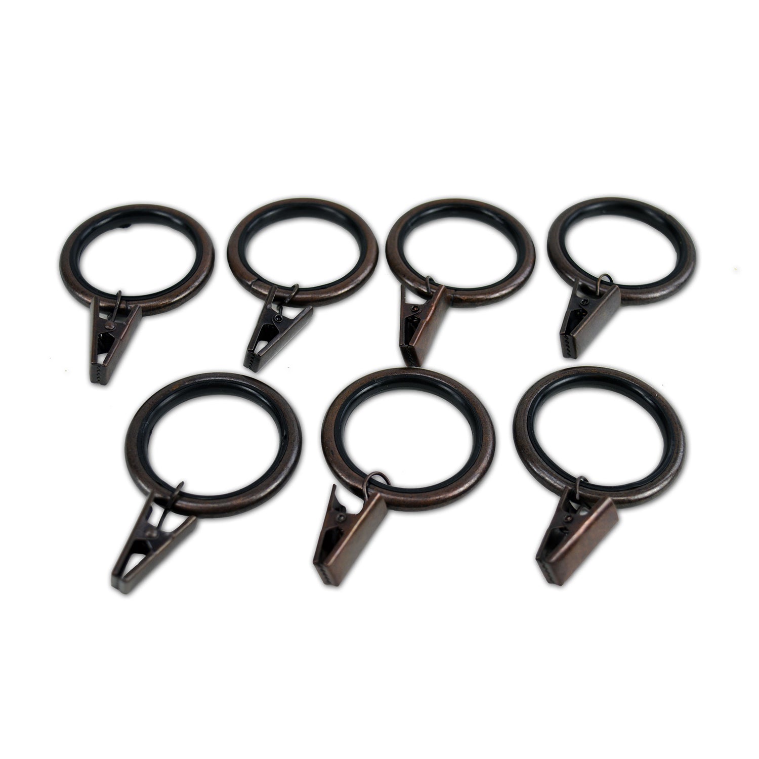 Versailles - Ensemble de 7 Anneaux à Pince pour Rideau avec Doublure en Nylon, Glissement silencieux, Bronze - Simple Boutique