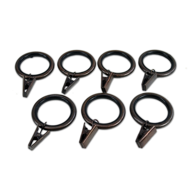 Versailles - Ensemble de 7 Anneaux à Pince pour Rideau avec Doublure en Nylon, Glissement silencieux, Bronze - Simple Boutique