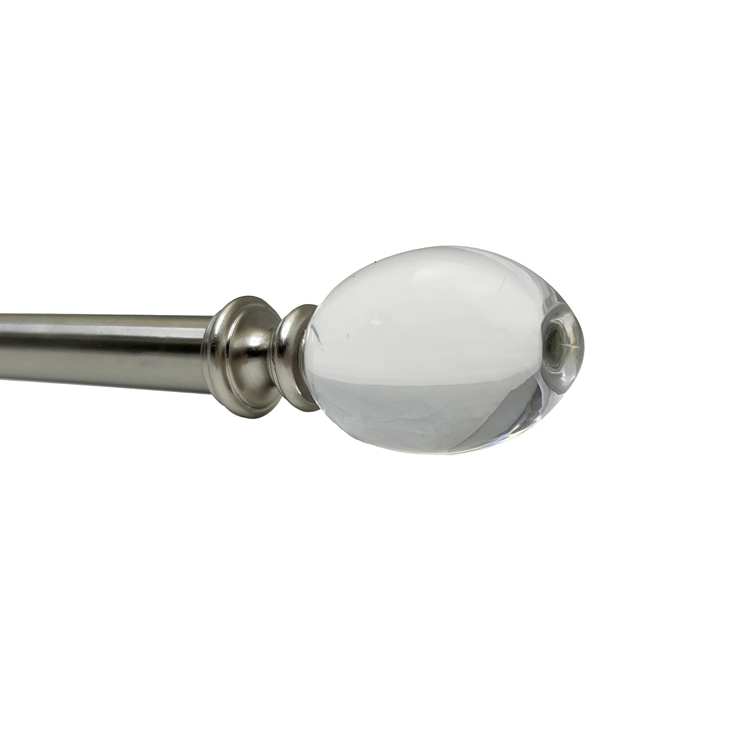 Versailles - Ensemble de Tringle à Rideau Crystale Egg Finial, Longueur Ajustable, Argenté (2 Grandeurs Disponibles) - Simple Boutique